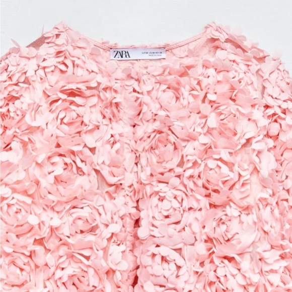 Zara Floral Textured Knit Coat - Picture 4 of 11